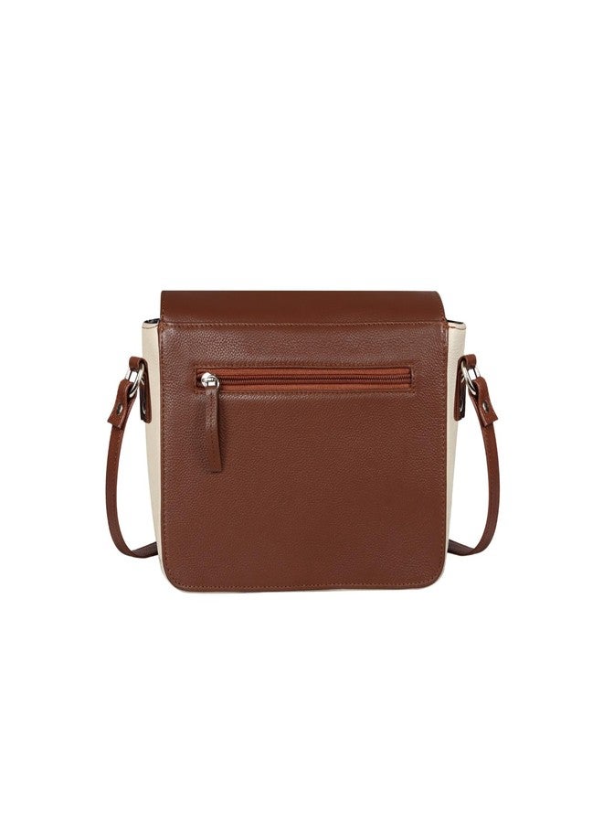 أوماكس حقيبة صغيرة أنيقة من الجلد الطبيعي للنساء من OMAX، متعددة الألوان، بلون بيج متباين، مزودة بإغلاق بمشبك - FL20 (تان) - Image 2